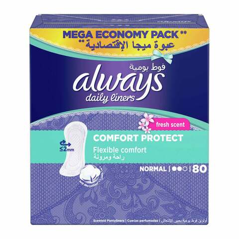 Always Daily Liners Fresh Scent Comfort Protect Normal Pantyliners 80 count
