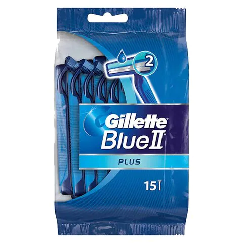 Gillette Blue II Plus Mens Disposable Razors 15 Pieces