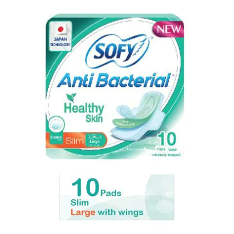 Sofy pads anti bacterial large with wings x 10