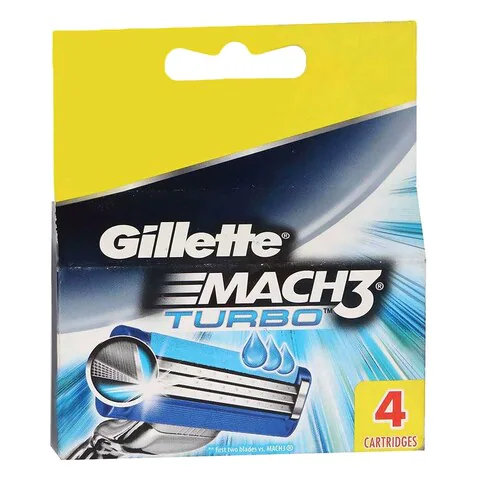 Gillette Mach 3 Turbo Razor Cartridge Blue 4 count