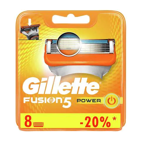 Gillette Fusion 5 Power Razor Blades Silver Orange 8 count
