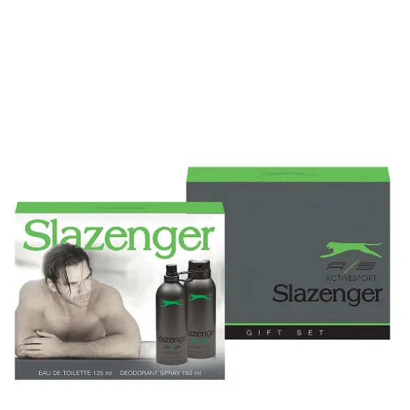 Slazenger Active Sport Perfume Deodorant Set Mens Cosmetics Green