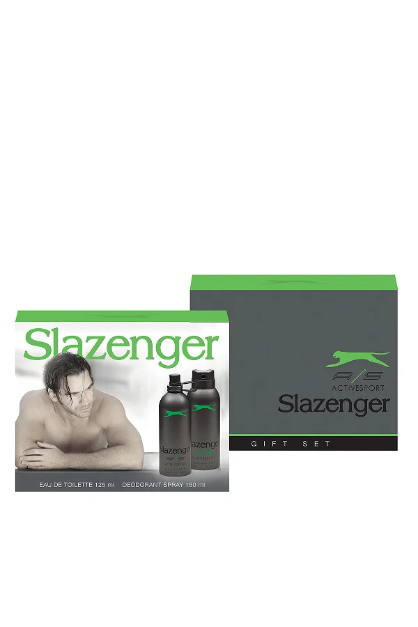 Slazenger Active Sport Perfume Deodorant Set Mens Cosmetics Green